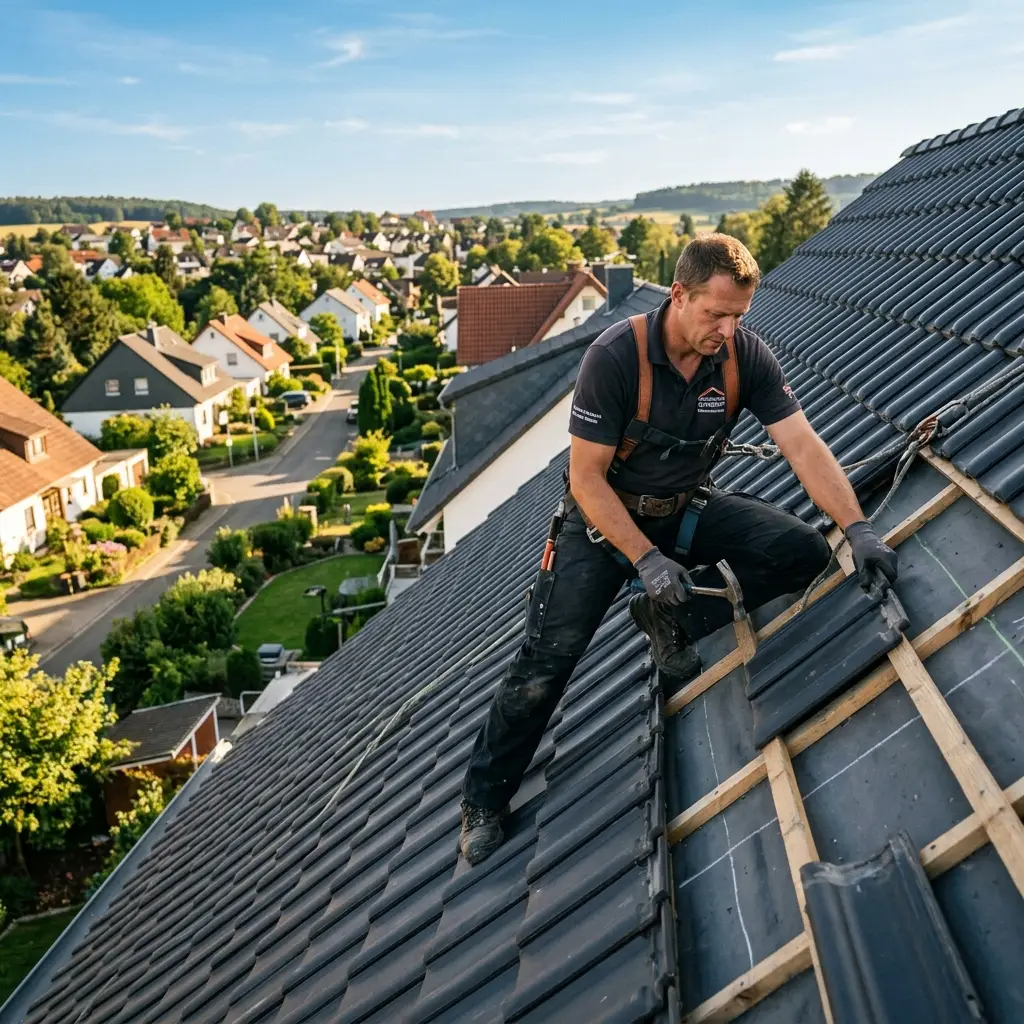 Dachdecker bei Dacharbeiten - Energy Bau & Partner Meisterbetrieb